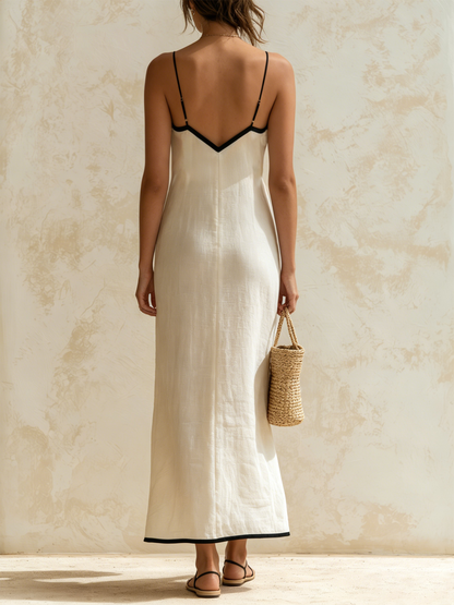 Nerea · Vestido maxi con bordes en contraste